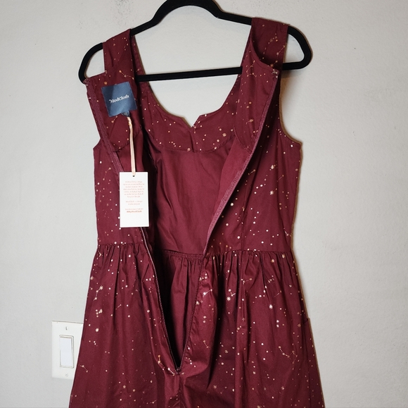 NWT ModCloth Gold Foil Maroon Solar System Constellation Sleeveless Dress 10 - Picture 12 of 16